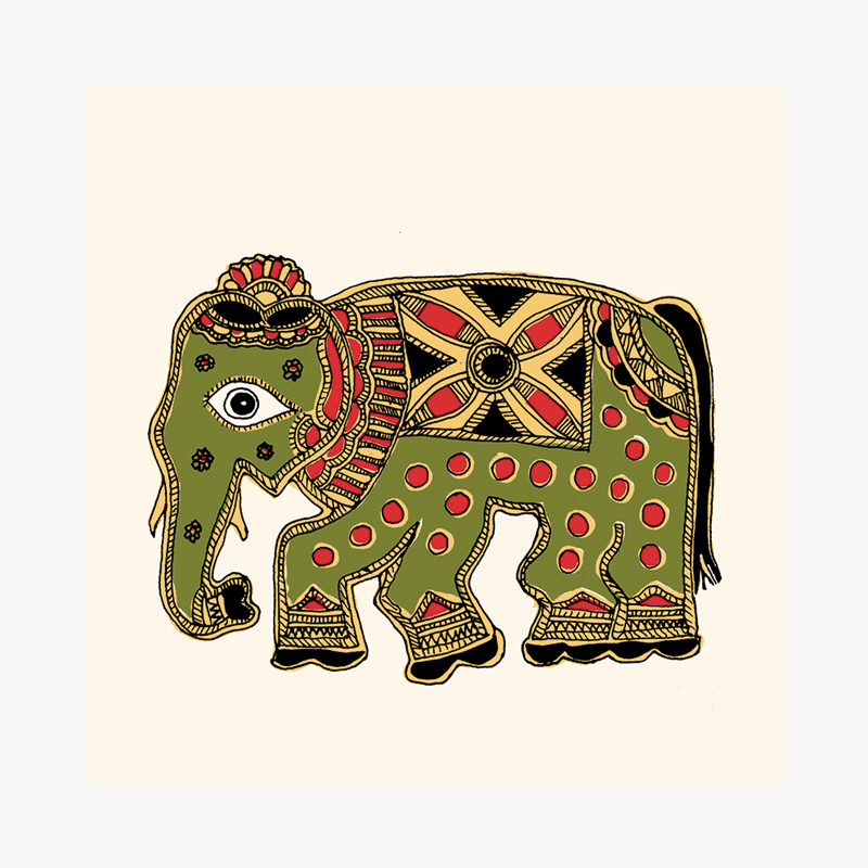Elephant design Makhar. Totaly made from paper and card sheet. It